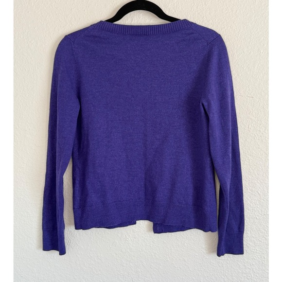 Banana Republic Womens Medium Merino Wool Cardigan Purple Minimalist Prep Twee - Picture 3 of 10